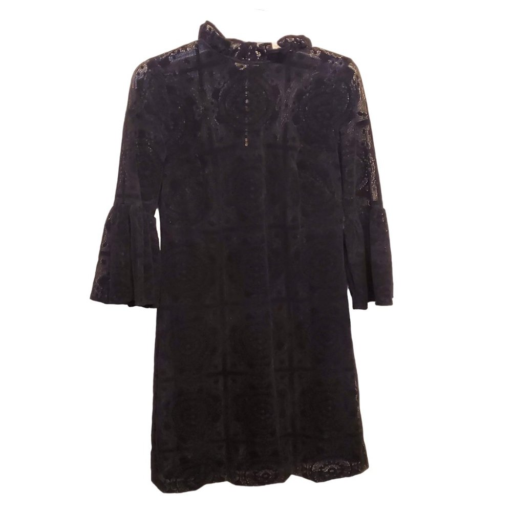 Calvin Klein Burnout Velvet Lace Bell-Sleeve Dress